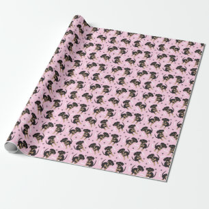Schattig puppy patroon roze cadeaupapier