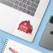 Schattig Red Barn Boerderij gepersonaliseerd vinyl Sticker (Laptop met iPhone)