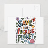 Schattig Red de Planeet Milieu Ecoactivist Briefkaart (Voorkant / Achterkant)