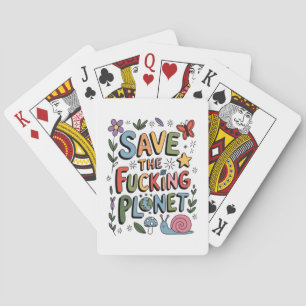 Schattig Red de Planeet Milieu Ecoactivist Pokerkaarten