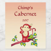 Schattig Red Monkey Wijn Label Etiket (Enkel label)