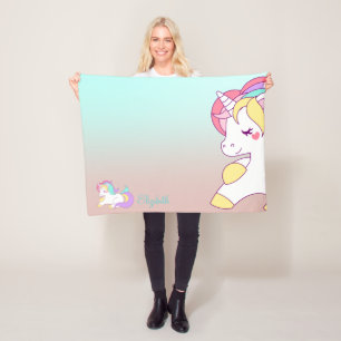 Schattig Regenboog Eenhoorn, Ombre Fleece Deken