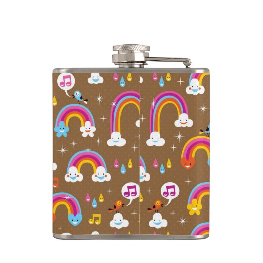 schattig regenboogpatroon heupfles (Achterkant)