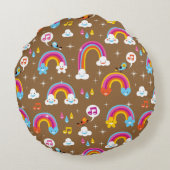 schattig regenboogpatroon rond kussen (Achterkant)