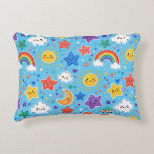 Schattig regenboogruimte naadloos patroon accent kussen