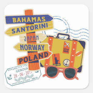 SCHATTIG REISEN BAHAMA'S HONEYMOON VIERKANTE STICKER