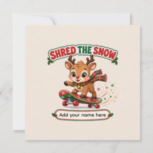 Schattig Rendier dat Sneeuw Versnippert op Skatebo Kaart