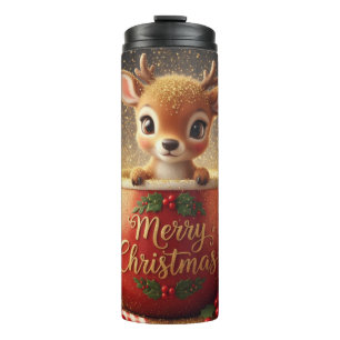 Schattig rendier in een vrolijke kerst mok