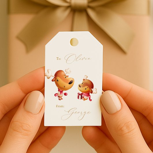 Schattig rendier Kerstmis Cadeaulabel