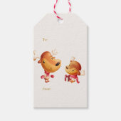 Schattig rendier Kerstmis Cadeaulabel (Voorkant)