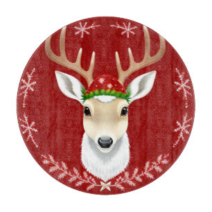 Schattig Rendier Met Kerstkrans Winter Vrolijkheid Snijplank
