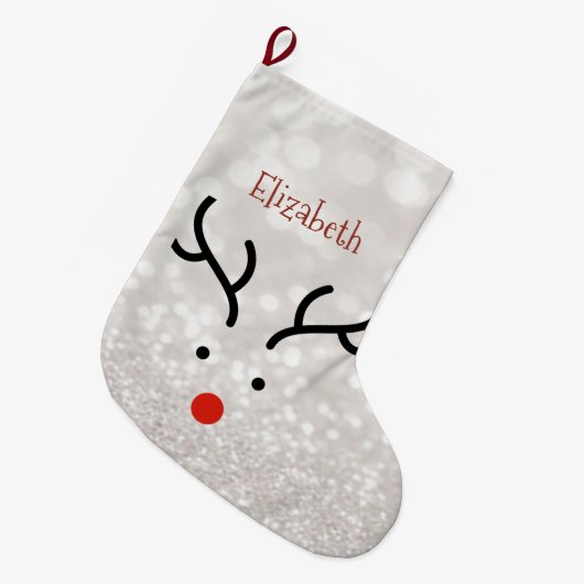 Schattig rendiergezicht, Bokeh Grote Kerstsok (Voorkant (Hangend))