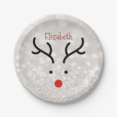 Schattig rendiergezicht, Bokeh Papieren Bordje (Voorkant)