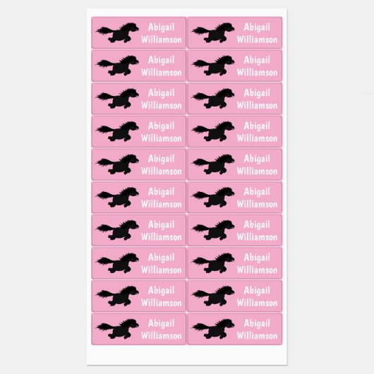Schattig rennend Shetland pony cartoon persoonlijk Labels (Vel)