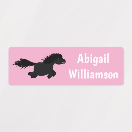 Schattig rennend Shetland pony cartoon persoonlijk Labels (Design 2)