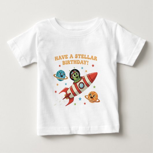 Schattig Retro Alien in Raketschip | Stellaire Rui (Voorkant)