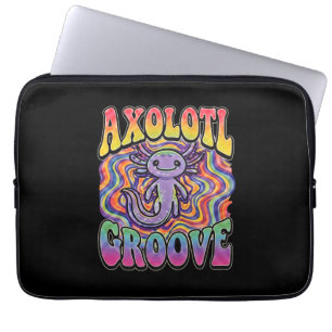Schattig Retro Axolotl Groove trippy 70 hippie reg Laptop Sleeve