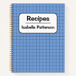 Schattig Retro Blauw Gingham Plaid Persoonlijk Rec Notitieboek