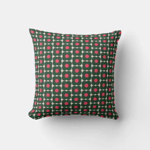 Schattig Retro Bloem Patroon Kerst Roze Groen Kussen