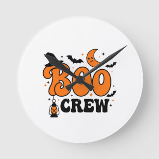 Schattig Retro Boo Crew Halloween Spelonk Squad On Ronde Klok