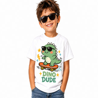Schattig Retro Dinosaurus Skater / Dino Dude Skate Kinder Shirts
