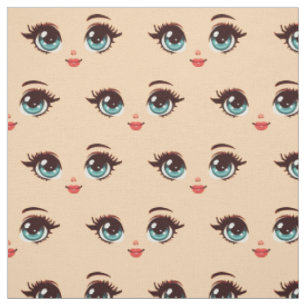 schattig retro grote blauwe meisjes cartoon pop ge stof