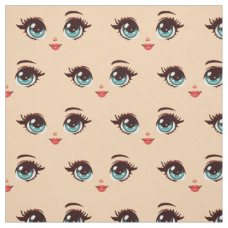 schattig retro grote blauwe meisjes cartoon pop ge stof