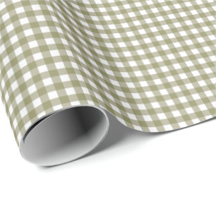 Schattig Retro Olijfgroen Gingham Schotlandse Ruit Cadeaupapier