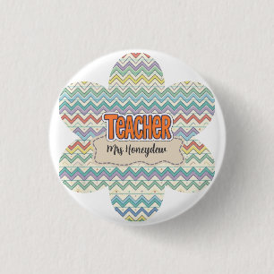Schattig Retro Onderscheidingspatroon voor Lerare Ronde Button 3,2 Cm