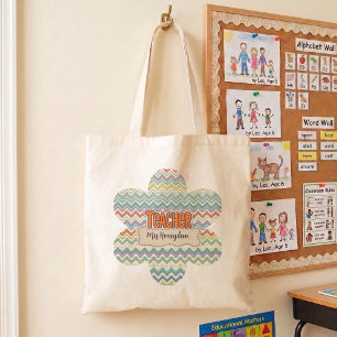 Schattig Retro Onderscheidingspatroon voor Lerare Tote Bag