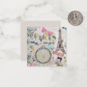 Schattig Retro Parijs Notitiekaartje (Voorkant / Achterkant in situ)