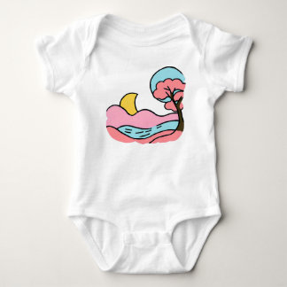 Schattig Retro Pop Art Dromerige Maan Landschap Romper