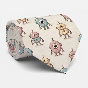 Schattig Retro Robot Patroon Stropdas