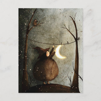 Schattig Retro Vintage Halloween - De Maan Ophange Briefkaart