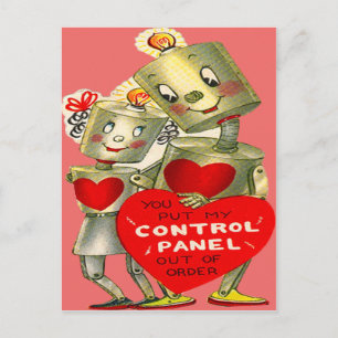 Schattig Robot Stel Licht Hart Valentijn Feestdagenkaart