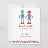 Schattig Robot Thema Trouwdag Opslaan Datum