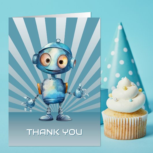 Schattig Robot Thema Verjaardag Bedankt