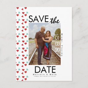 Schattig Rode Hart Confetti Save The Dates Foto  Briefkaart