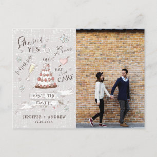 schattig romantisch doedel Foto Save the Date Briefkaart