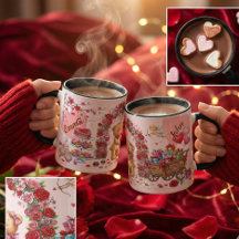 Schattig romantisch rood en roze aquarel liefdespa