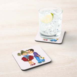 Schattig romantisch stel - Liefde - Kus Bier Onderzetter