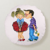 Schattig romantisch stel - Liefde - Valentijnsdag  Rond Kussen (Voorkant)