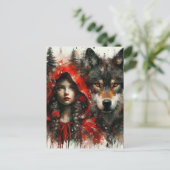 Schattig Rood en de Wolf Briefkaart (Staand voorkant)