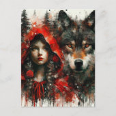 Schattig Rood en de Wolf Briefkaart (Voorkant)