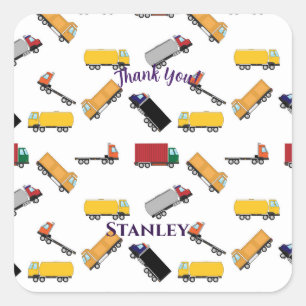 Schattig Rood Geel Zwart Naam Truck Bedankt Vierkante Sticker