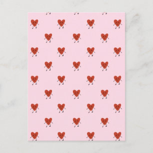 Schattig rood hart naadloos liefdespatroon op roze briefkaart