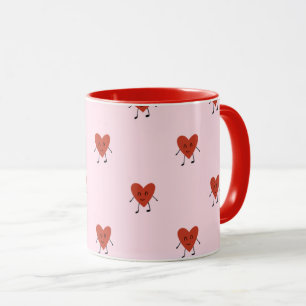 Schattig Rood Hart Naadloos Liefdespatroon op Roze Mok