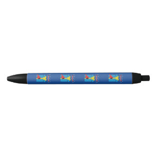 Schattig rood kardinaal met blauw cadeau zwarte inkt pen