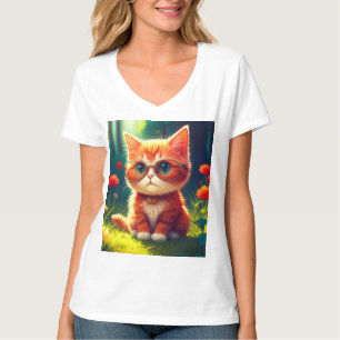 Schattig rood katje met een bril-365478 t-shirt