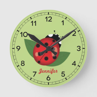 Schattig rood Ladybug Insect met douanenaam Ronde Klok